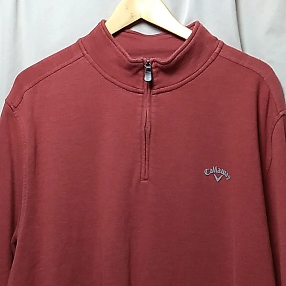 Mens Callaway 3/4 zip up pull over in rust color size XL